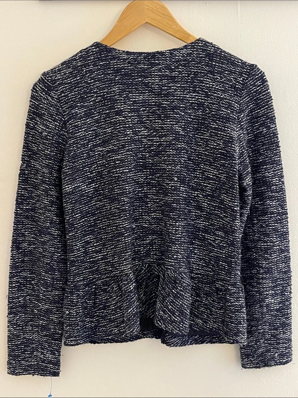 J. Crew Navy Tweed Peplum Jacket Double Zip Size Small